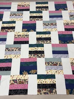 Jelly roll Hampton Cotton Queen size Patchwork Quilt Top/Topper Machine pieced